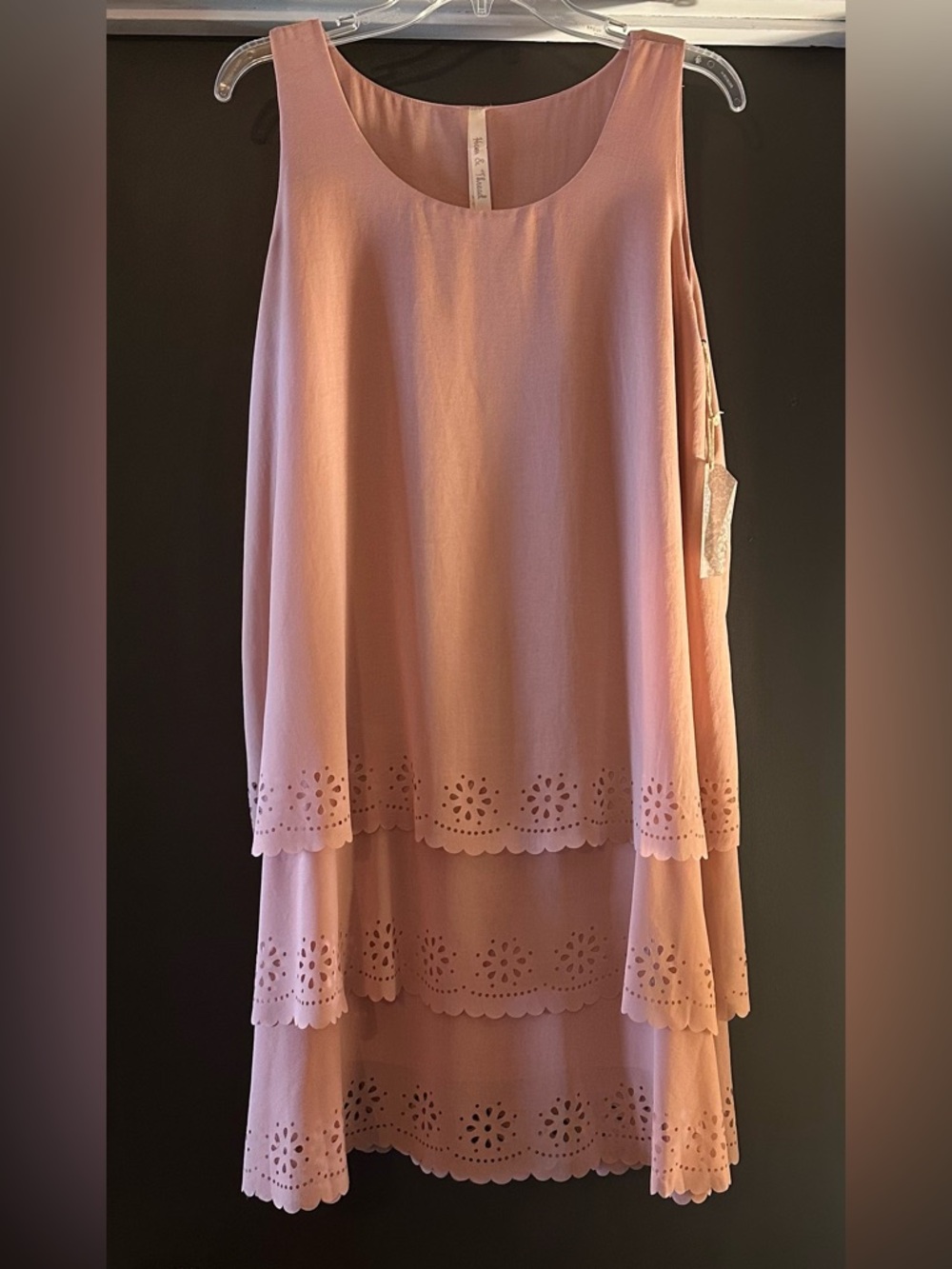 Hem & Thread Tiered Eyelet Shift Dress — Blush